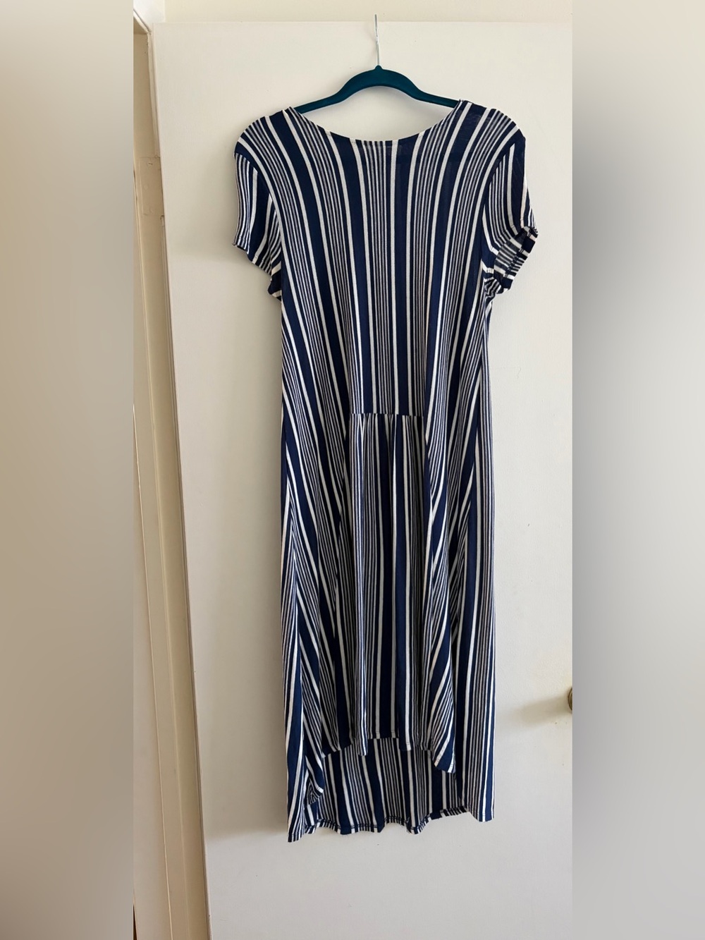 Zara Trafaluc blue & white striped high-low asymmetrical dress